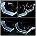 DNA MOTORING HL-3D-E9005-BK-NEW 3D U-Halo Black Housing Projector Headlight Amber Turn Signal Blue U-Light Compatible with 06-08 323i / 05-08 325i 4-Door Sedan