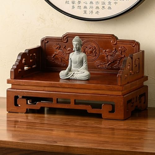 Mesa de meditación de bambú, estante pequeño de altar con placa retráctil para el hogar, oficina, estudio, ideal para prácticas de meditación y Pooja