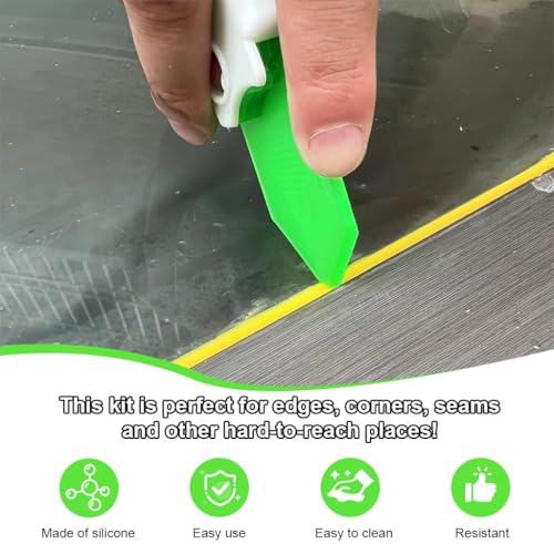 Image of Serplex 9-in-1 Caulking Tool Kit Reusable Grout Scraper & Sealant Finishing Tool Set for Bathroom Kitchen and Window Sealing, Multi-Angle Caulk Nozzle Remover with Compact Foldable Handle