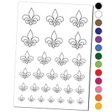 Fleur de Lis Outline Temporary Tattoo Water Resistant Fake Body Art Set Collection - Black (One Sheet)