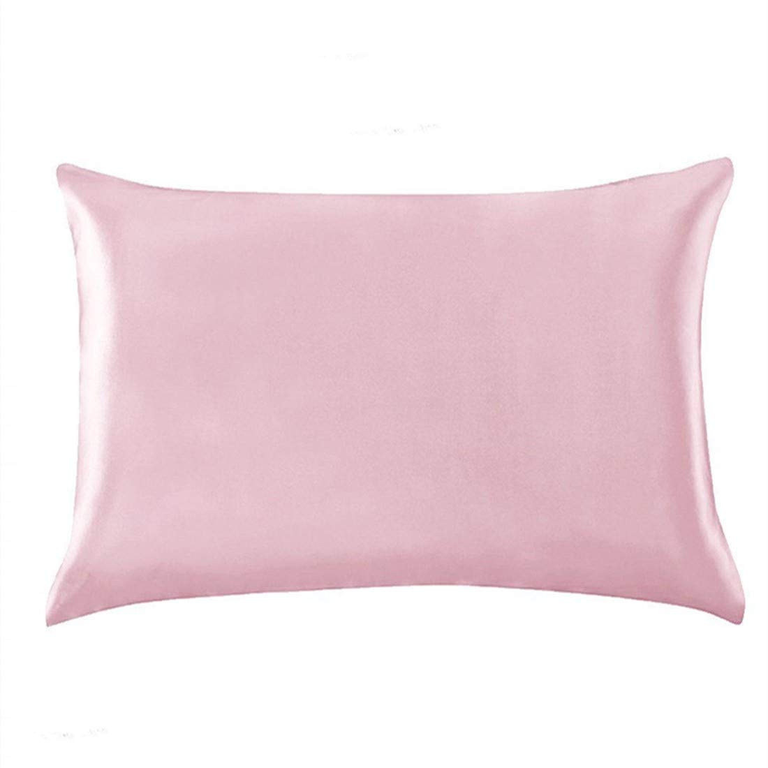 Juwenin Home Pink 100% Mulberry Silk Pillowcase For Hair And Skin With Hidden Zipper Cotton Underside Standard Size - 19 Momme Charmeuse (, Standard)