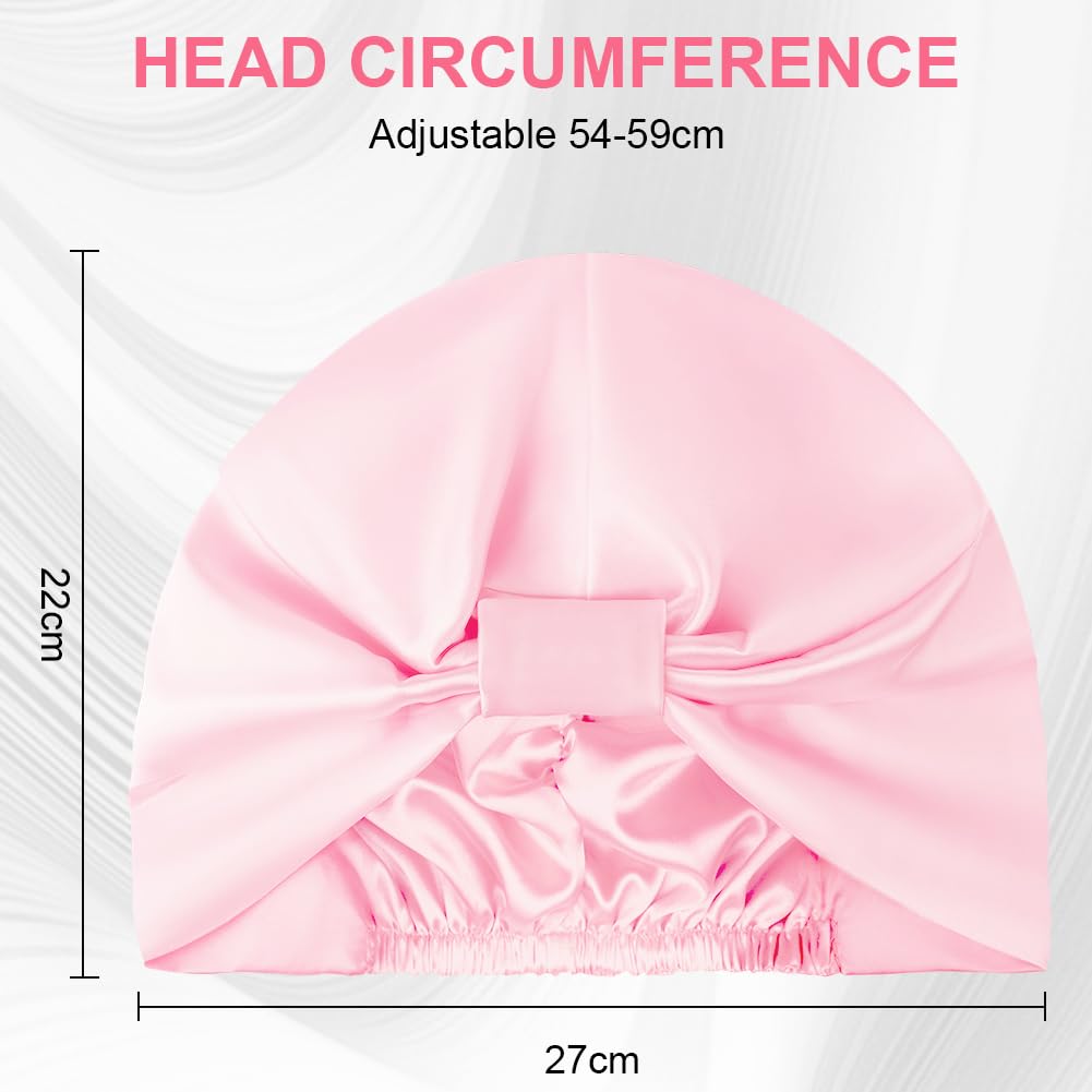 AOGOE Silk Hair Bonnet for Sleeping Double Layer Sleep Cap, Silk Sleep Cap with Elastic Bow, Night Sleep Cap - Image 2
