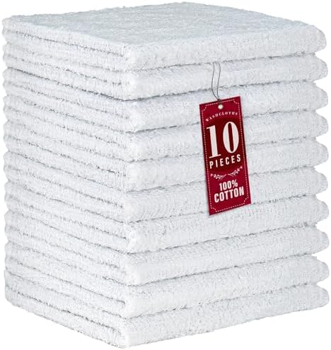 DecorRack 8-Pack 100% Cotton Washcloths – 12x12 Inch, Ultra Soft & Absorbent, Gray