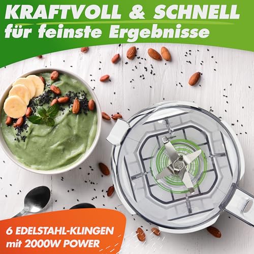 NUTRI-BLENDER MAX+ Blenders met kan 2000 W standmixer smoothie smoothiemaker professionele mixer blender - 2L Tritan, BPA-vrij, 9 niveaus, digitale timer - Afbeelding 5