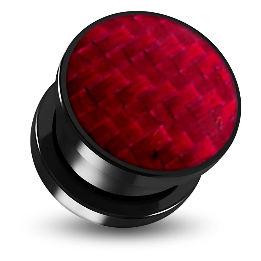 Red Checker on Black UV Acrylic Ear Flesh Tunnel - Sold by Piece