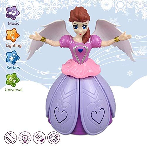 Image of Dancing Miracle Princess Toy Doll with Wings Interactive Revolving Cute Doll Colorful LED Lights and Music for Girls