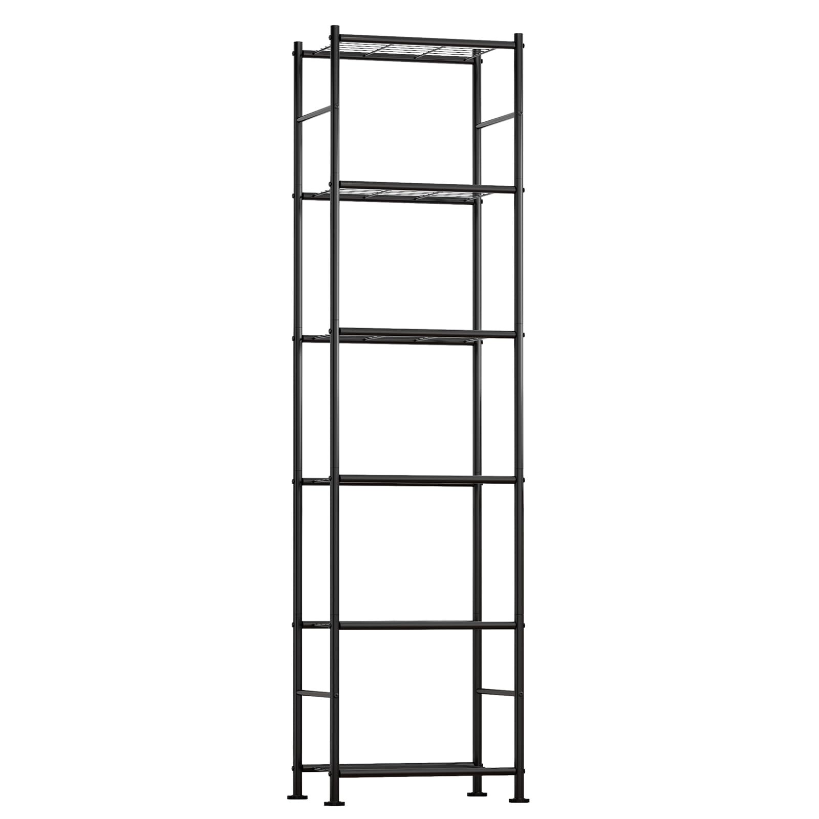 Sakugi 6-Tier Metal Storage Shelves Adjustable Feet, 46.5x32x178cm, Black