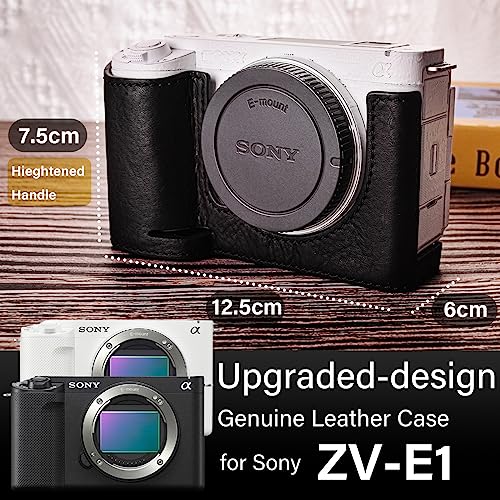 MUZIRI KINOKOO Sony ZV-E1 Case, Genuine Real Leather Half Case with Hand Grip for Sony ZV-E1/ZVE1 Camera - Image 2