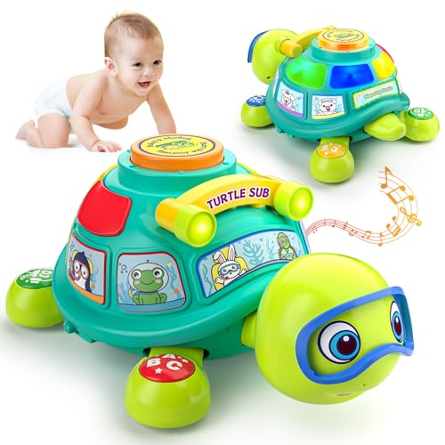 Image of ToddlerCley Baby Toys 6-12 Months, Musical Turtle Baby Crawling Toys 7 8 9 10 Months, Light up Infants Tummy Toy, Bilingual Educational Turtle, Gifts Present for Christmas Baby 4 5 6 12 Month