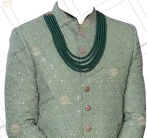 Image of Pearl Necklace Jewellery for Groom Dulha Moti Mala Haar for Men(5 Line)