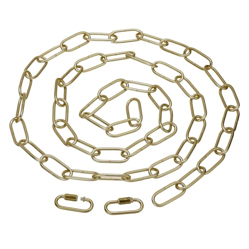 Image of PATIKIL 6ft Lighting Hanging Chain, Metal Looping Chain with Quick Link Screw Lock Connectors for Hanging Plant Pendant Chandelier Light Fixture, Brass
