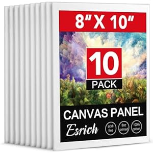 ESRICH Canvas Boards for Painting, 10 Pack Canvases for Painting 8×10 Cotton Primed Acid Free Blank Canvas Panels for Oil Paint, Watercolor, Acrylic Paint, Gouache and Tempera.
