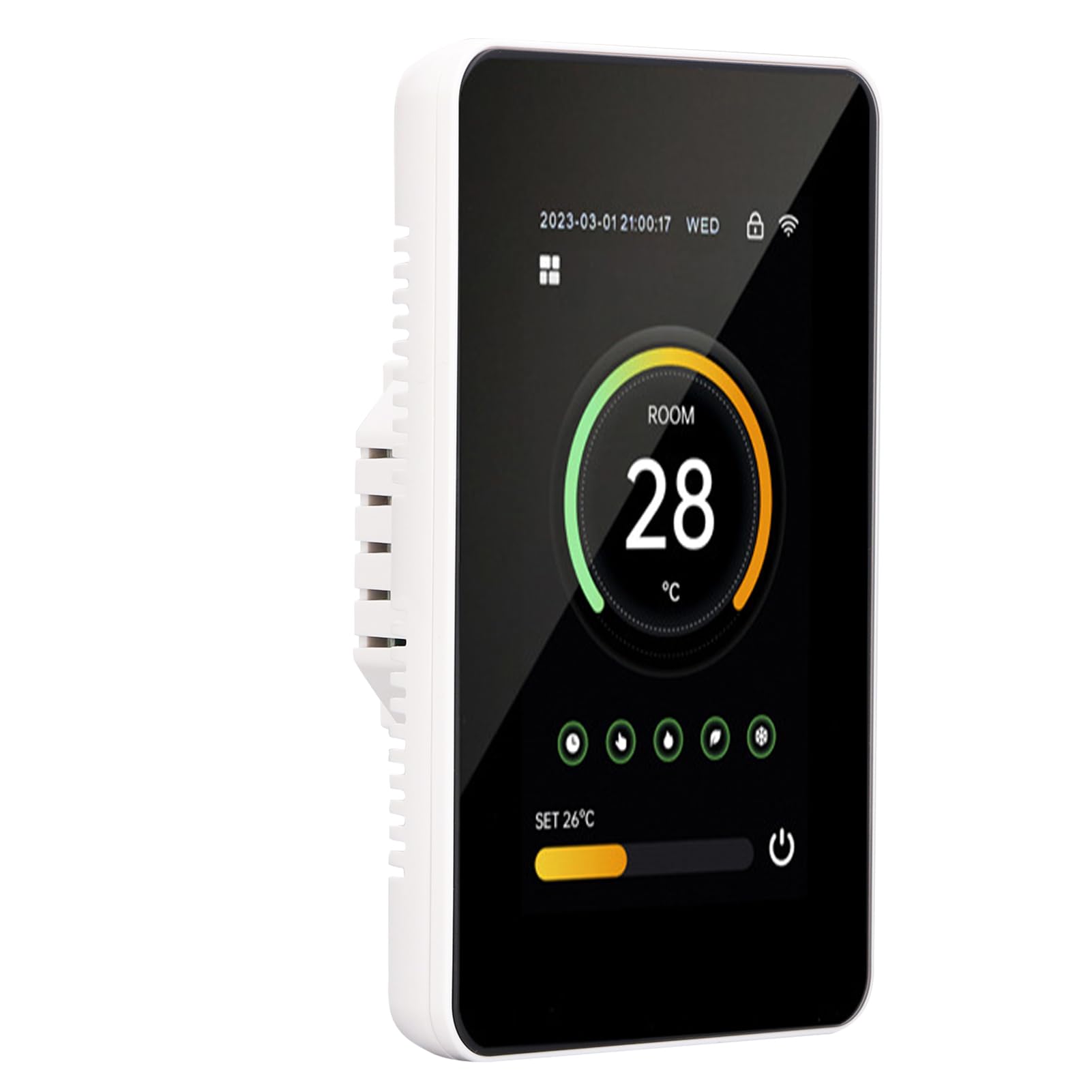 FTVOGUE Inteligentny Termostat WiFi Cyfrowy Ekran Dotykowy Termostat Ogrzewania Podłogowego 100 do 250VAC 3A Sterowanie aplikacją Pionowy Ekran od 41 do 158 Fahrenheita Ogrzewania Wody w Domu (3A)