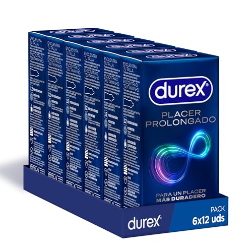 Durex Pack Preservativos Placer Prolongado, con Lubricante Performa de Silicona, Forma Easy-On, 6x12 condones