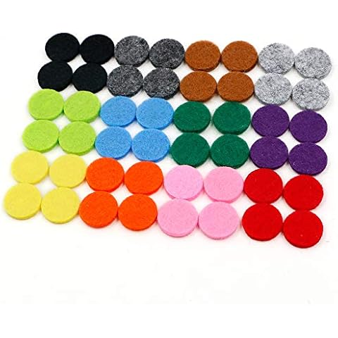 RoyAroma 17mm (2/3 inch) Replacement Felt Pads(48 Pieces) for 25mm Essential Oil Diffuser Locket Pendant Necklace with 12 Colors Cover