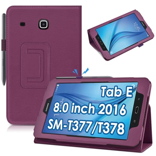 DETUOSI Case for Samsung Galaxy Tab E 8.0' 2016 (SM-T375/ T377v/ T378), Tab E 8.0 inch Tablet Cover, Slim Folio PU Leather Protective Shell Sleeve Book Cover with Multi-Viewing Angles Kickstand