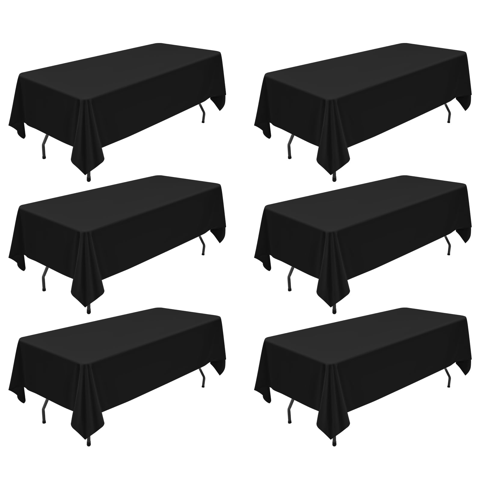 YMHPRIDE 6 Pack Black Tablecloth 60 x 102 Inch Polyester Fabric Table Cloths Cover for 6ft Rectangle Tables Stain and Wrinkle Resistant Washable Table Cloth for Wedding,Birthday,Party,Table โ image 1