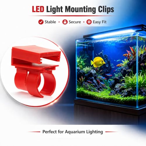 Image of VAYINATO 2 PCS Universal Aquarium Light Clip Holder, LED Tube Mount Brackets for Fish Tank, Durable Plastic Clamp for Aquarium Lighting Support (Red)