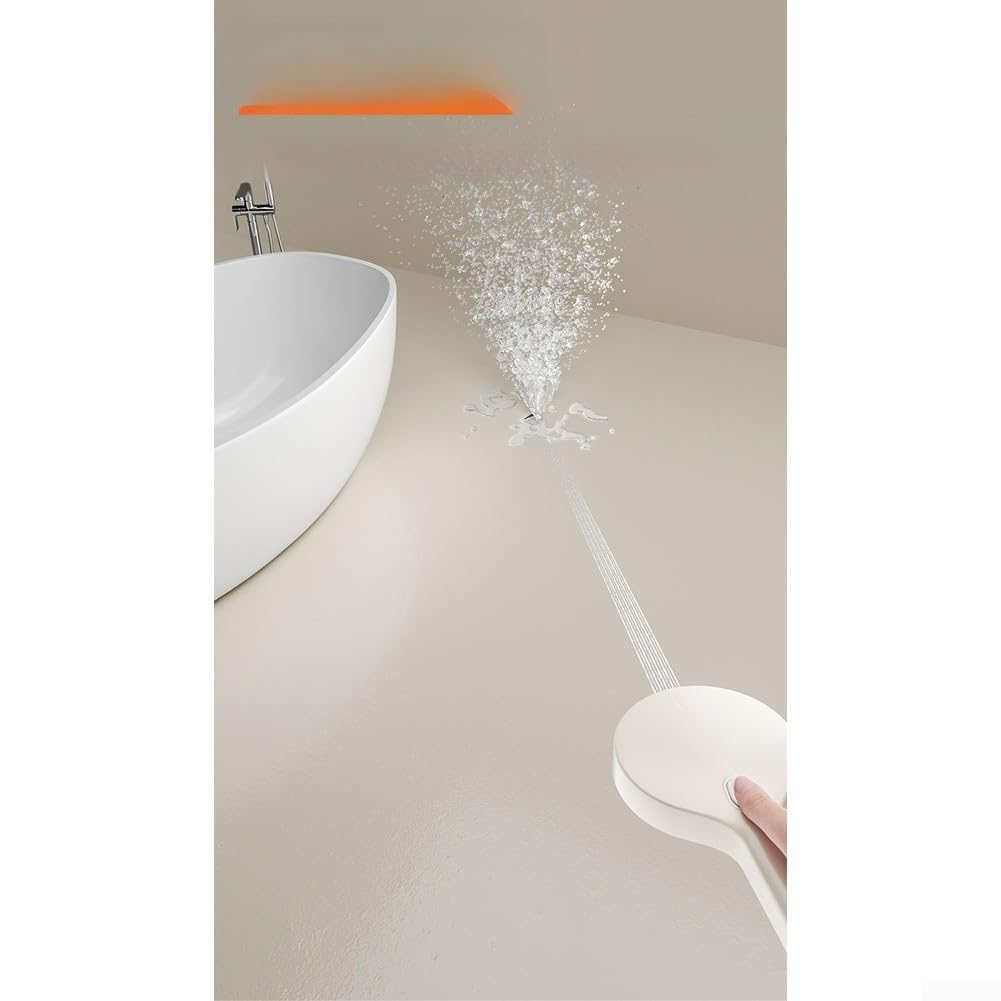 Cabezal para ducha ABS 15cm 3+1 Modos Spray Ajustable Cabezal(Elegant White)