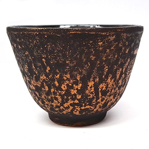 Happy Sales HSCT-GDBK09 Cast Iron Teacup Gold Black