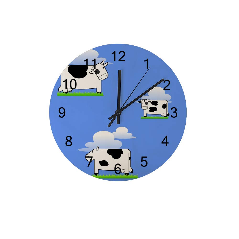 Horloge murale bois vache bleu ciel pour salon chambre et bureau