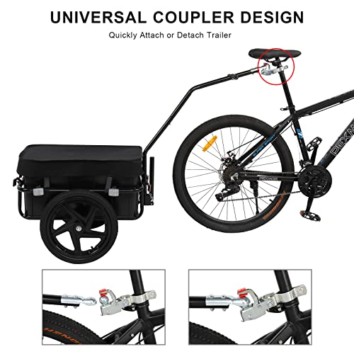 Image of PEXMOR Bike Cargo Trailer with Removable Box & Waterproof Cover, Bicycle Wagon Trailers with 16 inch Wheels & Quick Release Universal Coupler, Large Loading Bike Trailer Storage Cart with Reflectors