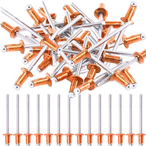 Hilitchi Lot de 50 rivets aveugles à tête bombée en cuivre rouge à extrémité ouverte pour décoration de clous de fixation (4 x 6,4 mm)