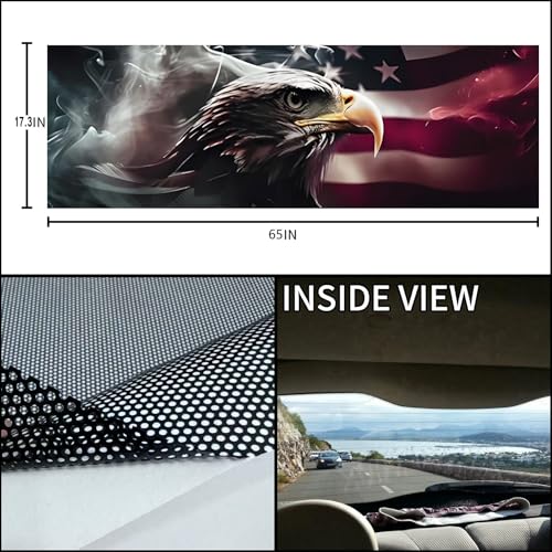 Image of Rear Window Decals for Trucks - 65x17.3 in American Flag Vinyl Perforated Back Window Graphics Fit Most Pickup Trucks SUV for Personalized
