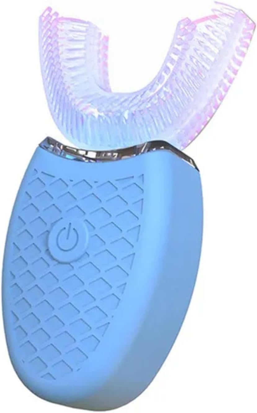 VIDECOR Adult Smart U Shape 360 Degrees Sonic Electric Toothbrush Silicone Automatic Travel U-Shaped Toothbrush,Blue