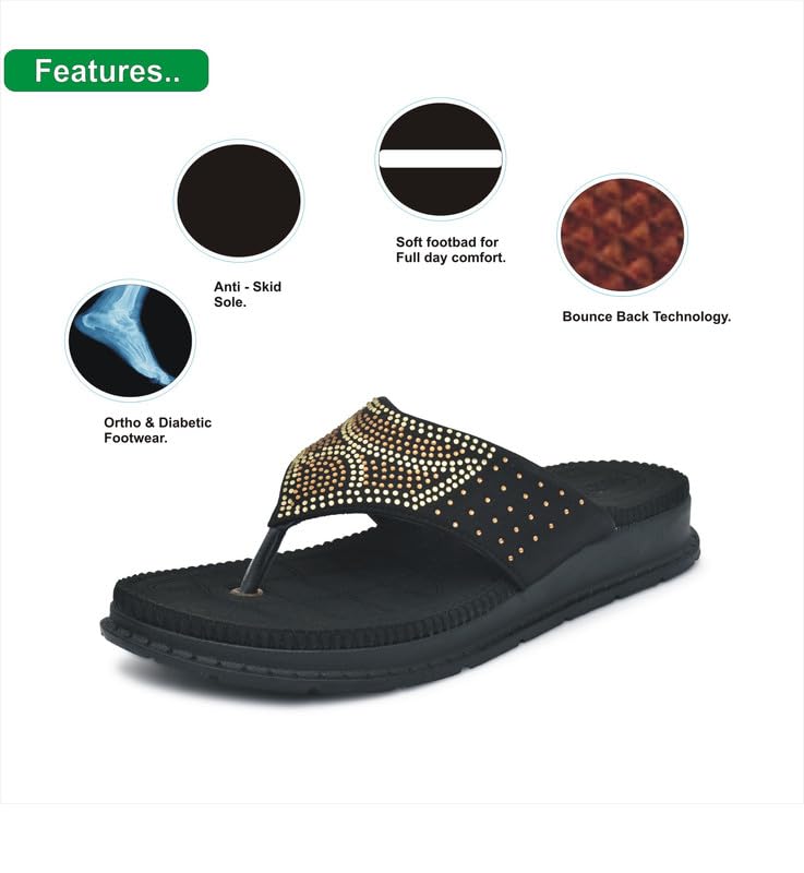 Image of HEALTH FIT Diabetic & Orthopedic with Super Extra Soft Ortho Care Anti-Skid Doubleu Flip-Flops for women Slippers /Doctor Chappal & Footwear HF329