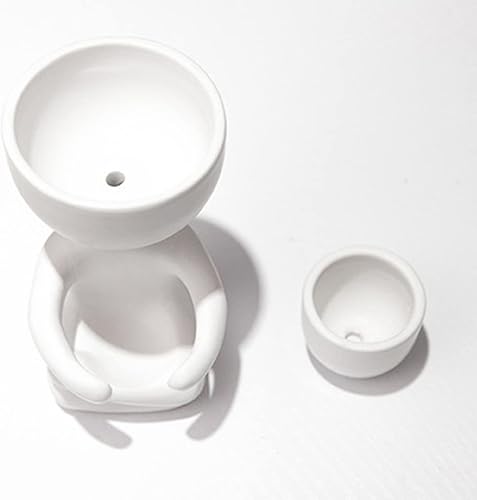 Miniatura 6 de URMAGIC 2 macetas con forma de humana maceta de cerámica suculenta de 4 x 3 pulgadas con agujeros de drenaje estatuas humanas sentadas y de pie
