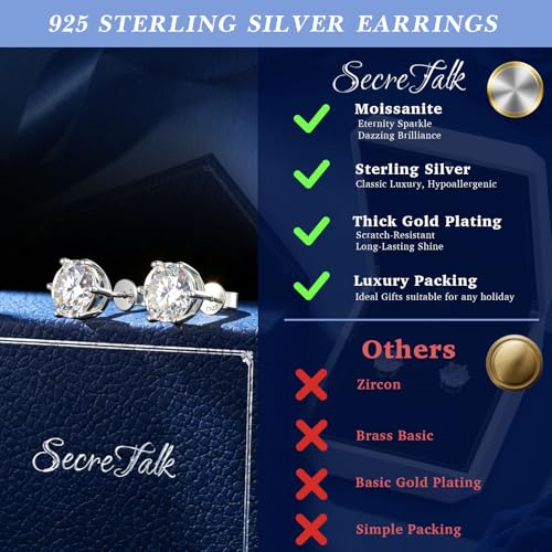Moissanite boucle d'oreille luxe en argent massif coupe idéale