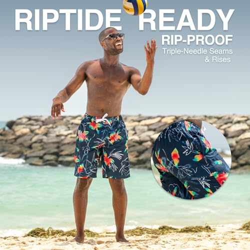 Image of Kanu Surf Men's Big Viper Extended Size Stripe Swim Trunk