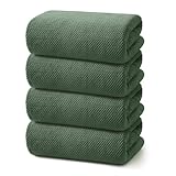 REDKISS 4 Pack Premium Bath Towels, Plush Coral Fleece Towels for Bathroom, Extra Large Bath Towels Set of 4 (35 x 70 in), Super Soft Highly Absorbent Fluffy Shower Towels for Spa, Gym, Travel, Olive
