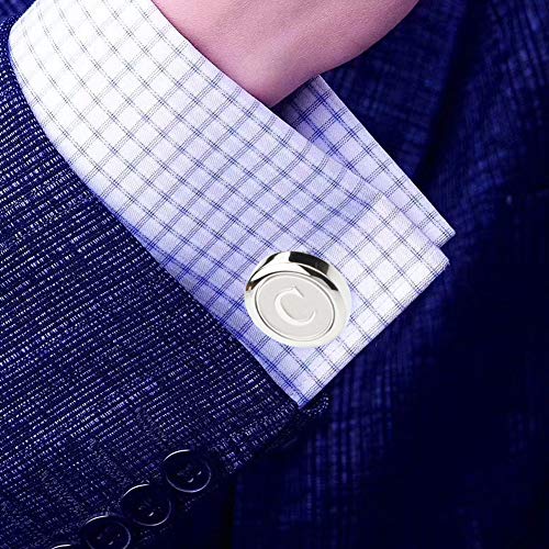 Mens Classic Stainless Steel Initial Cufflinks 26 Alphabet Initial Letter Cufflinks Business Wedding Shirts A-Z3