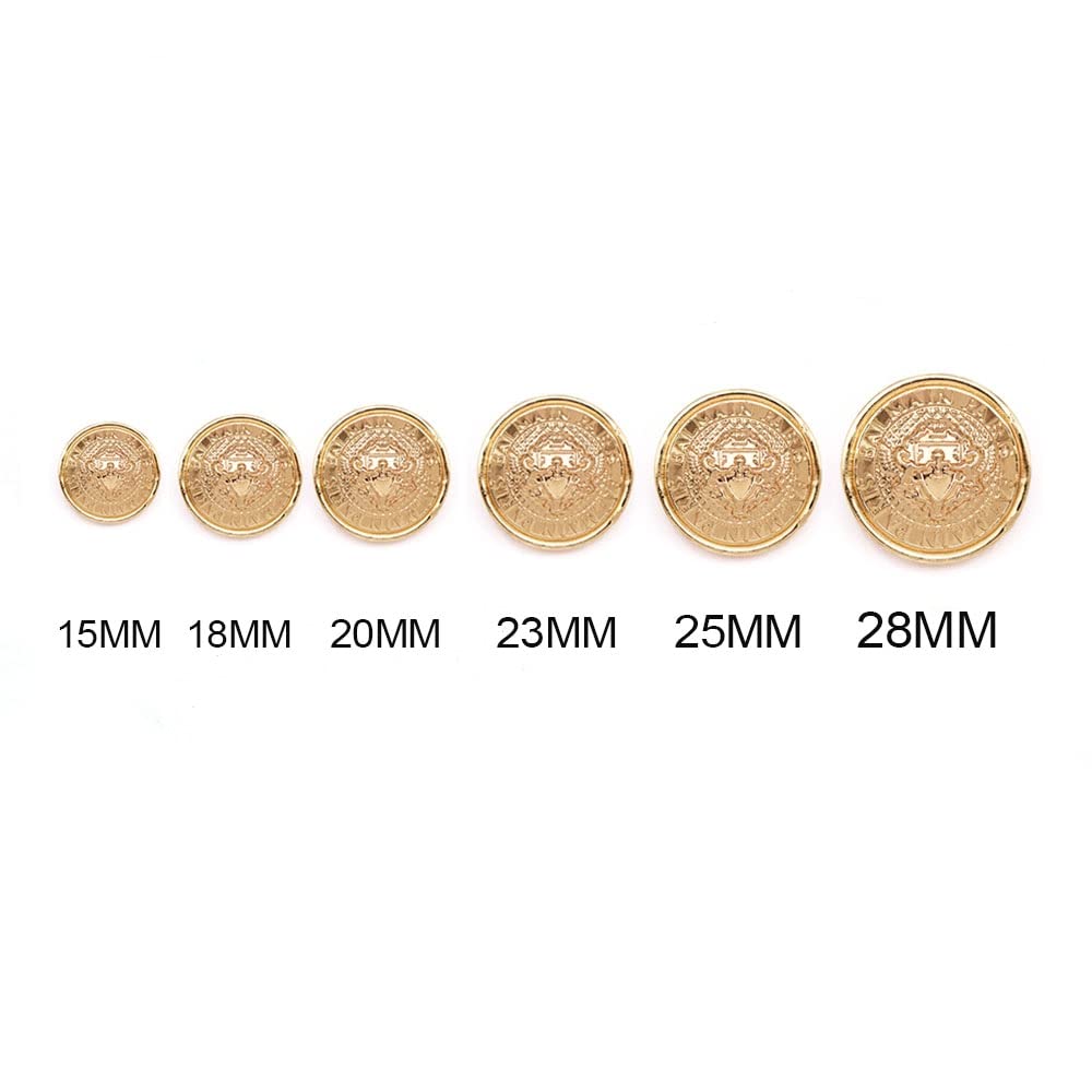 Boutons à tige en alliage métallique rond doré, 5 pièces, for vêtements