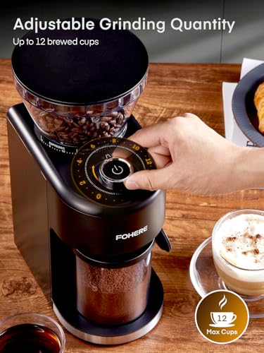 Anti-static-Conical-Burr-Coffee-Grinder-FOHERE-Adjustable-Burr-Mill-with-35-Precise-Grind-Setting-2-12-Cup-Select-Timer-for-Espresso-Drip-Coffee-French-Press-Black