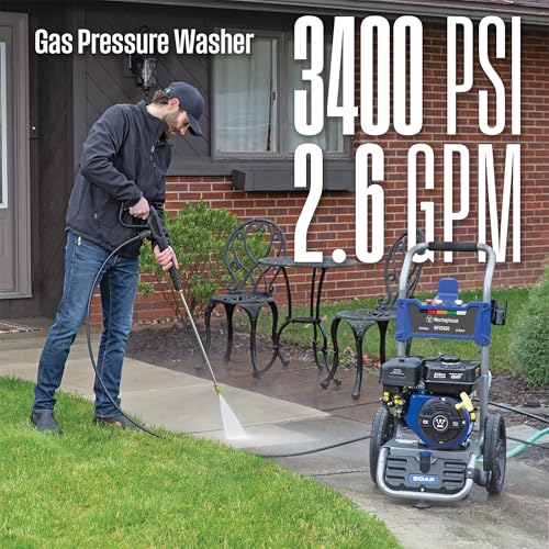 Image of Westinghouse WPX3400 Gas Pressure Washer, 3400 PSI and 2.6 GPM, Onboard Soap Tank, Spray Gun and Wand, 5 Nozzle Set, for Cars /Fences /Driveways /Homes /Patios /Furniture
