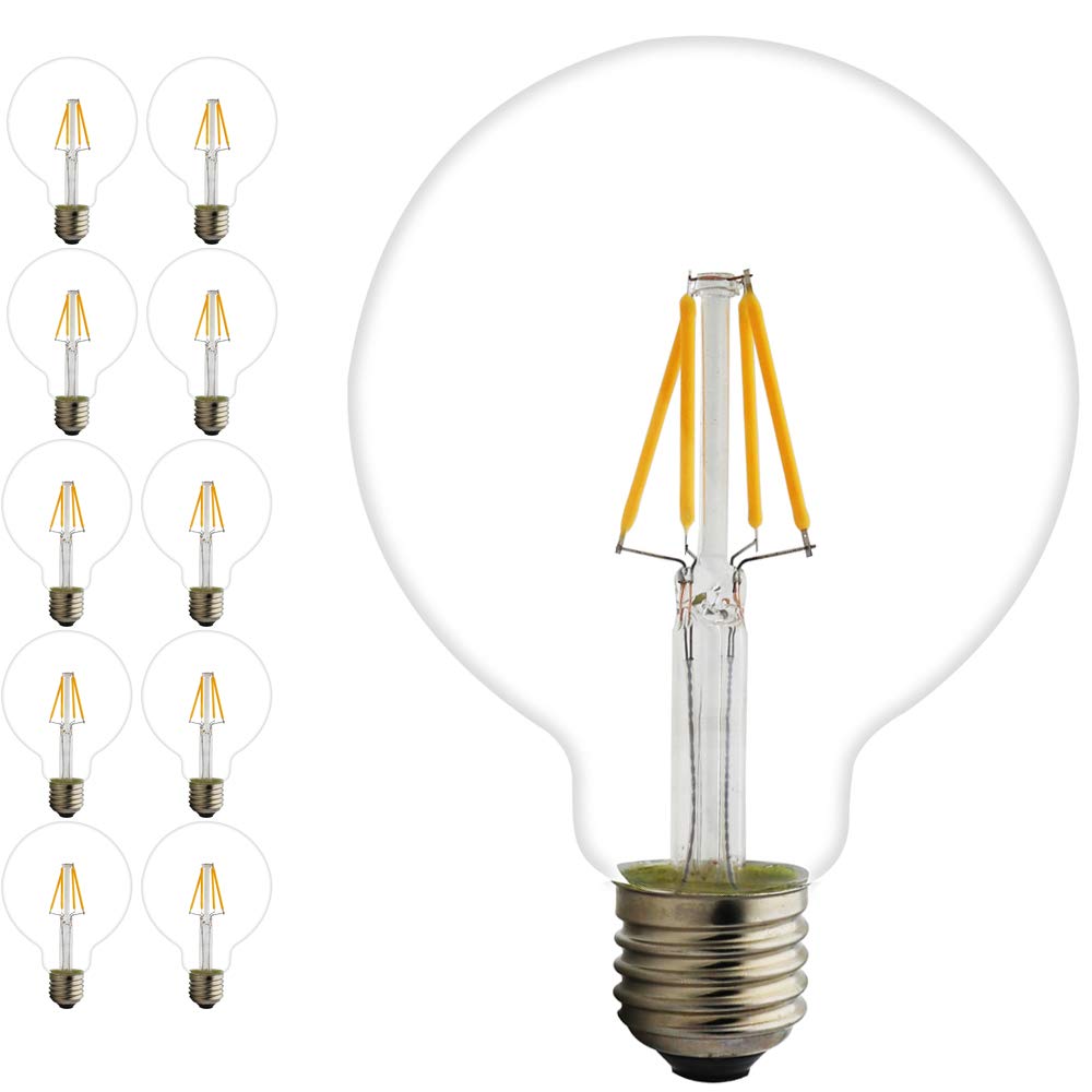 Mengjay 10 Stück Edison Vintage Glühbirne LED, LED Lampe E27 4W G95 (φ 95mm) Edison Retro Globe Glühlampe Warmweiß 2200K Edison Birne - Filament Beleuchtung im Dekorative Lampe