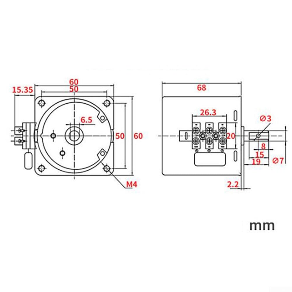 Motoriduttore Sincrono 68KTYZ 220V 28W, 8 Poli, Reversibile, 2,5 Rpm, A Magnete Permanente, Compatto E Leggero