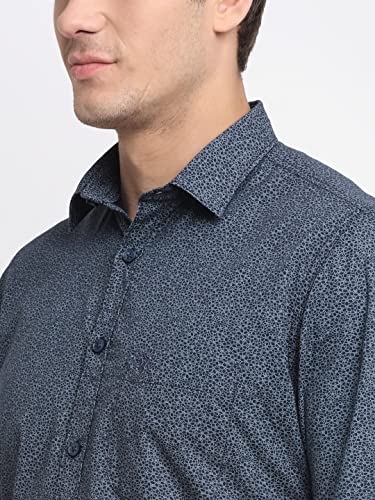 Image of Cantabil Men Cotton Printed Navy Blue Full Sleeve Casual Shirt (P-MSHC00225-NAVY)