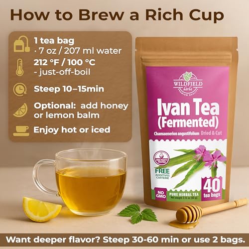 Image of 40 Bags Ivan Tea Siberian Fireweed Tea Herb Blooming Sally (Chamerion Angustifolium) - Ivan Chai 40 Count 1.5 g Bags Epilobium Angustifolium Иван Чай