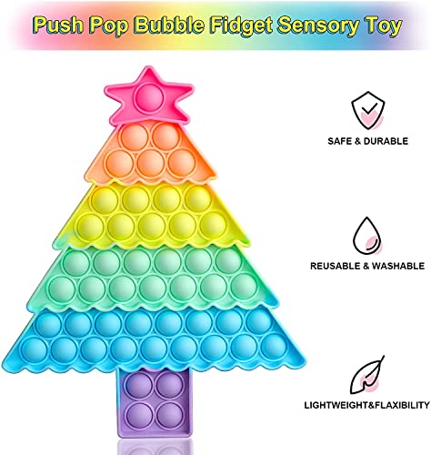 Image of Boniry Push Pop it Bubble Fidget Toy, Pop it Bag Octopus Fidget Spinner Toys Multi Color (Christmas Tree M) (Pack of 2)