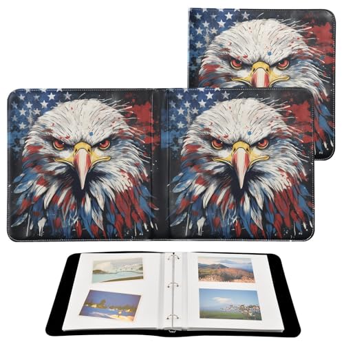 Álbum de fotos grande JIPONI Eagle con estrella patriótica, álbumes DIY de cuero para fotos de 4x6, 5x7 y 6x8 pulgadas, libro de recuerdos autoadhesivo para bodas, bebés y familia miniatura 2