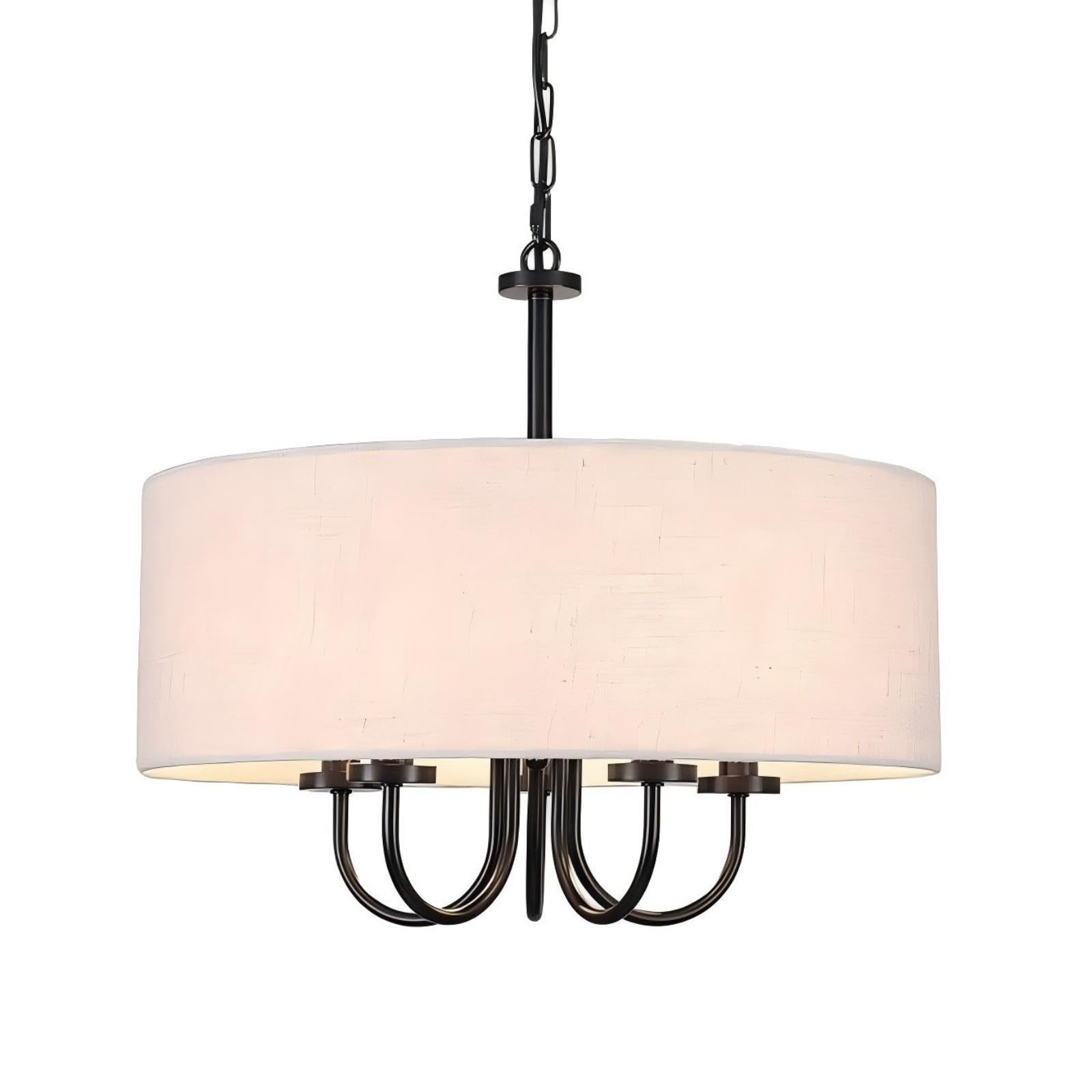 QUXVUIS Refined Drum Light Fixture Mixes Beige Drum Chandelier with Classic