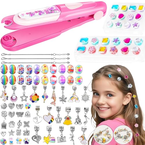 Avalynese Jouet pour Fille de 5 à 8 Ans, Kit de Strass Cheveux et Kit de Bracelet, 2 en 1