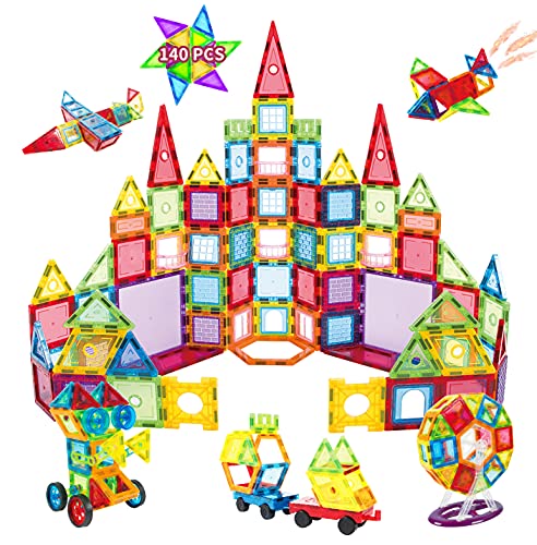 Nutsball Magnetic Tiles 140 PCS, 3D Magnetic Building Blocks for Kids, STEM Construction Set, Magnet Building Tiles, Educational Learning Toys for Toddlers, Birthday Gifts for Children Ages 3 Years +