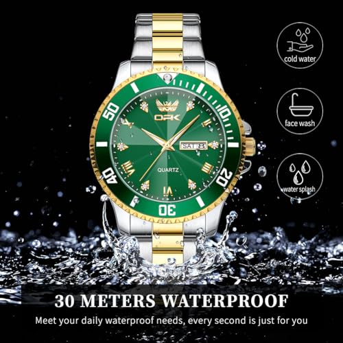 Image of OPK Watches for Men Diamond Roman Analog Mens Watches Waterproof Large Stainless Steel Men Wrist Watch Business Father Gift Watch Blue
