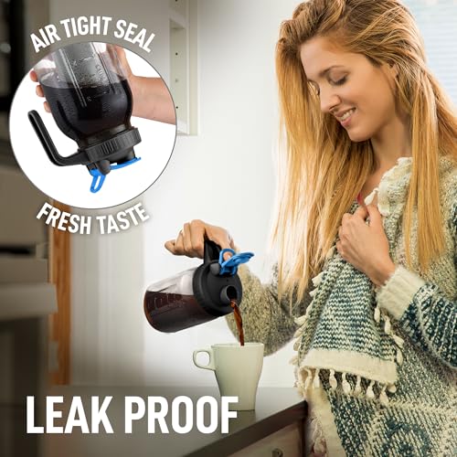 Cafeteira Zulay Premium Cold Brew – Frasco de vidro de 1,8 g com tampa à prova de vazamento e vidro