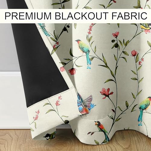 Image of Cloth Fusion Printed 100% Blackout Door Curtains 9 Feet Long Set of 2, Room Darkening Parda with Stainless Steel Grommets for Home Decor (9x4.5 Feet, White Forest)